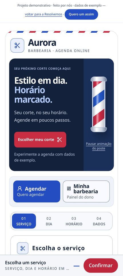 Captura da demonstração de agendamento para barbearia