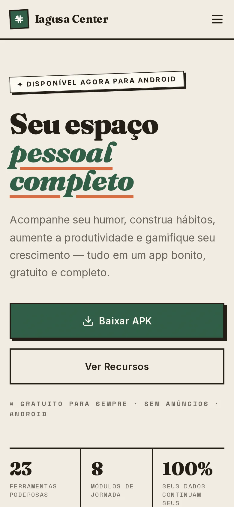 Site do Iagusa Center aberto no celular
