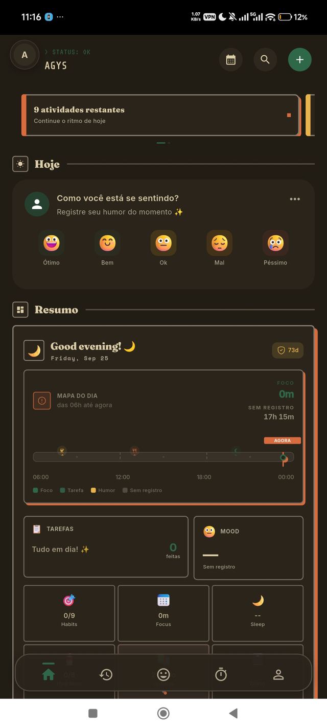 Tela real do aplicativo Odyssey Mood Tracker no Android (captura 3 de 10)