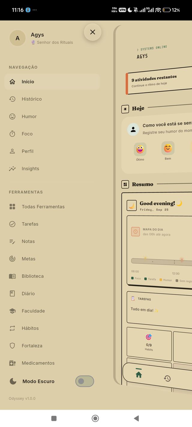 Tela real do aplicativo Odyssey Mood Tracker no Android (captura 7 de 10)