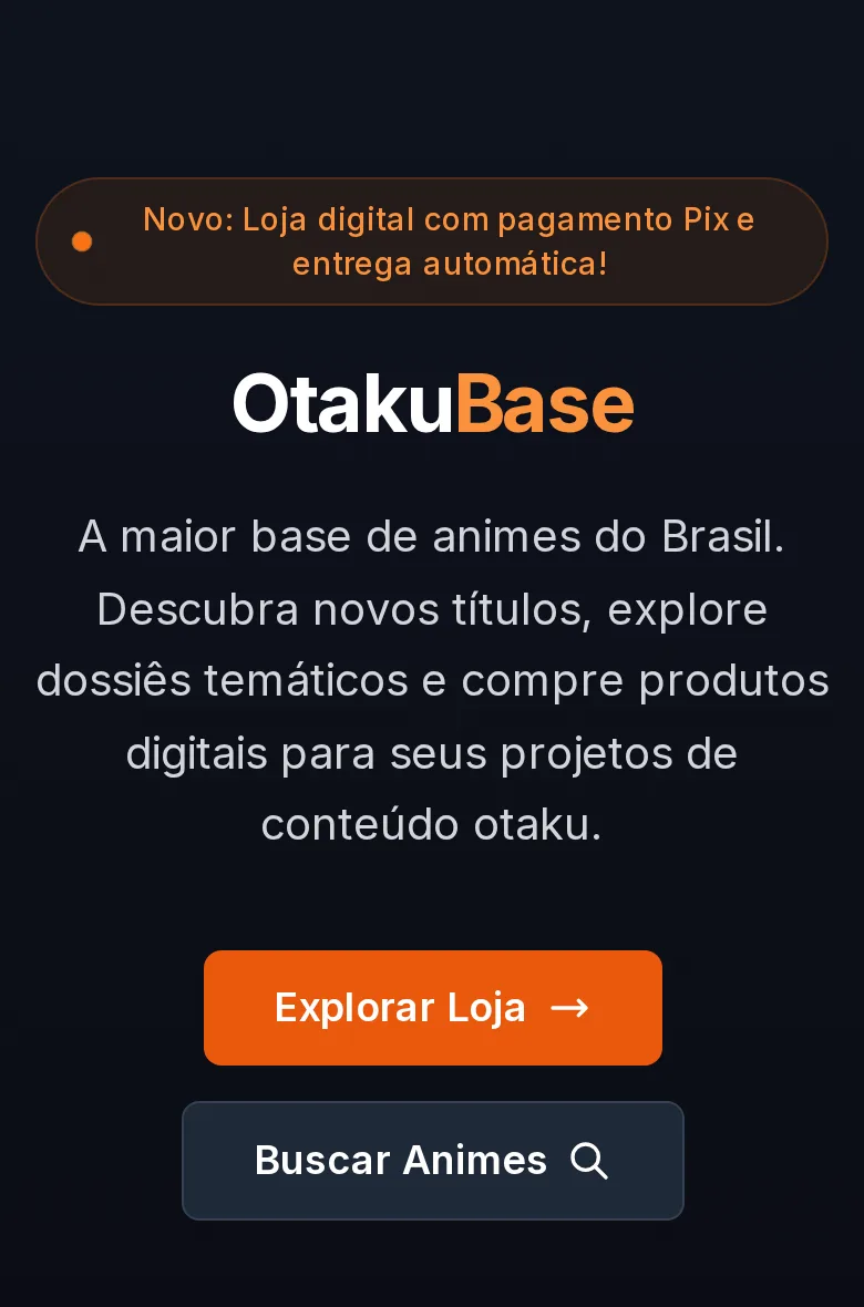 Site do OtakuBase aberto no celular